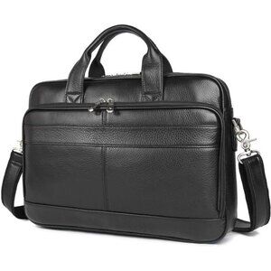 Leather Messenger Bag for Men Vintage Travel Backpack 17 inch laptop Briefcase